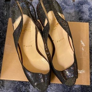 Christian Louboutin glitter sling back